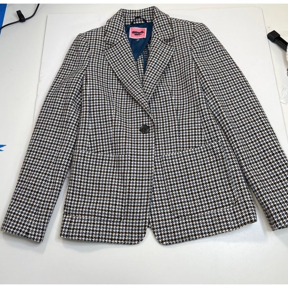 Kate Spade French Cream Pop Houndstooth Blazer Jacket Size 4 - Picture 4 of 12